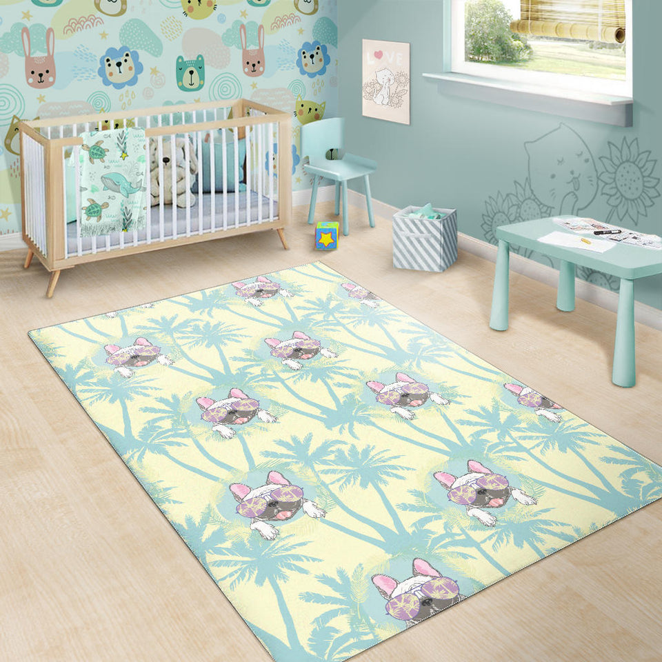 French Bulldog Hawaii Blackground Area Rug