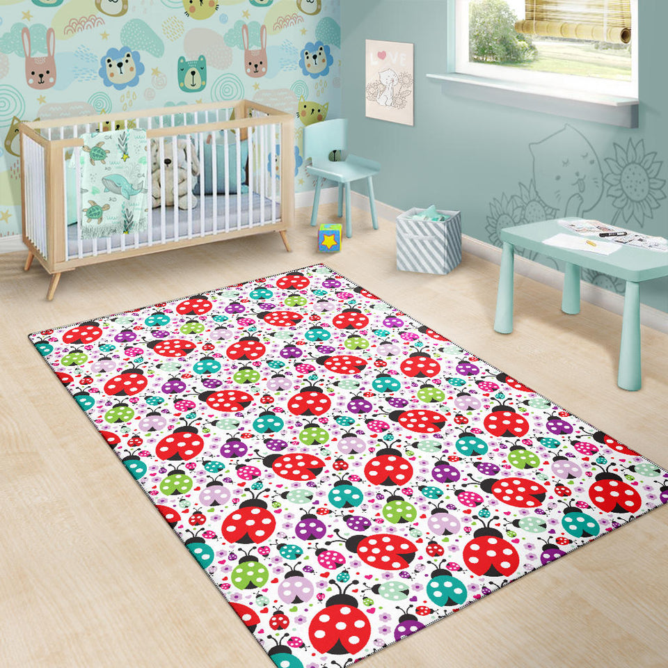 Ladybug Pattern Print Design 03 Area Rug