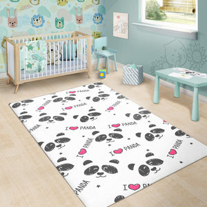 Hand Drawn Faces Of Pandas Pattern Area Rug