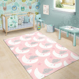 Cute Moon Cloud Star Pattern Pink Dot Background Area Rug