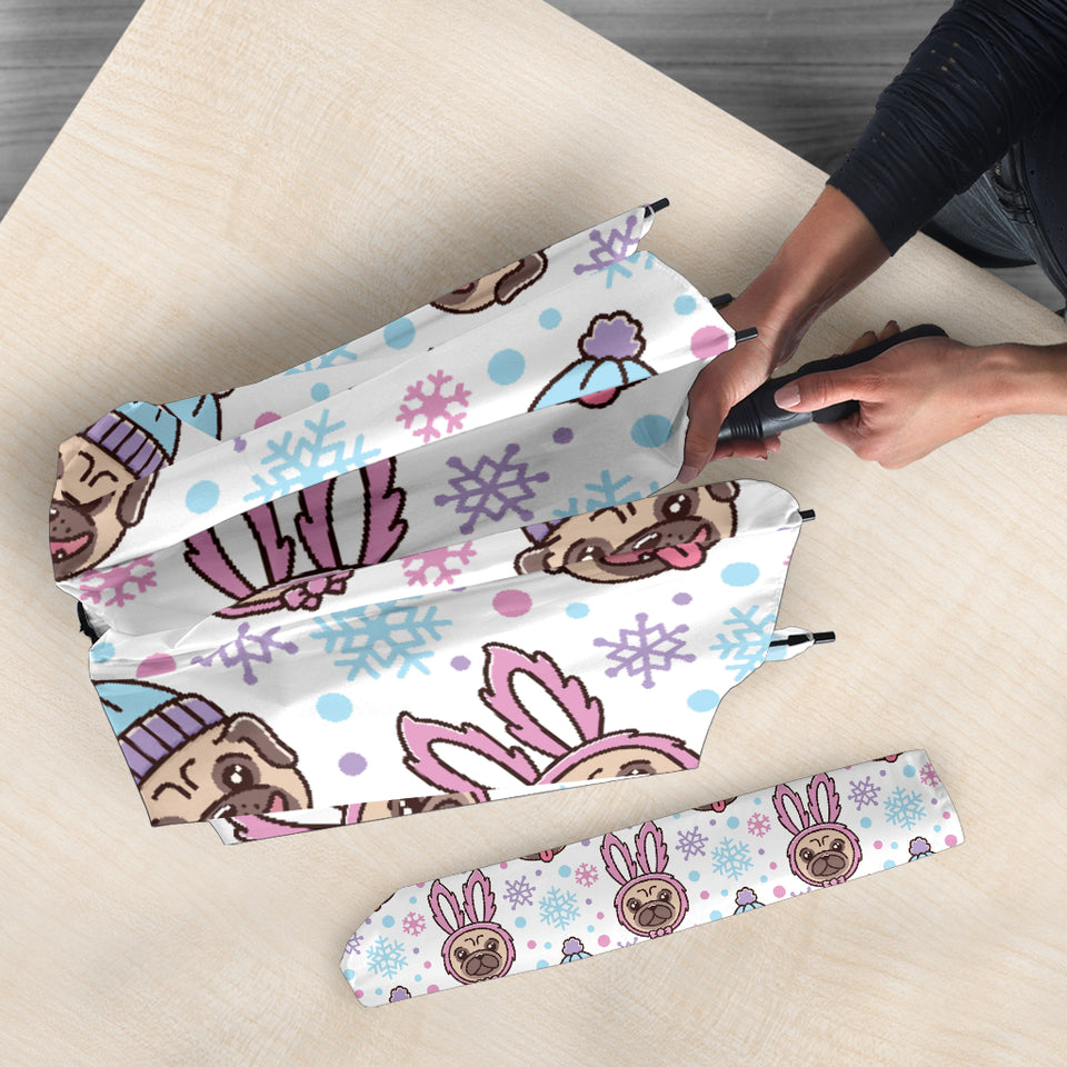 Cute Pug Hat Rabbit Costume Pattern Umbrella