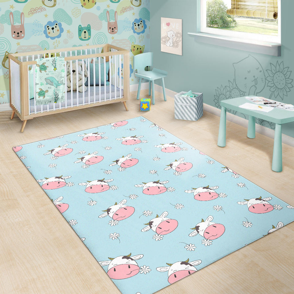 Cute Cow Flower Pattern Area Rug