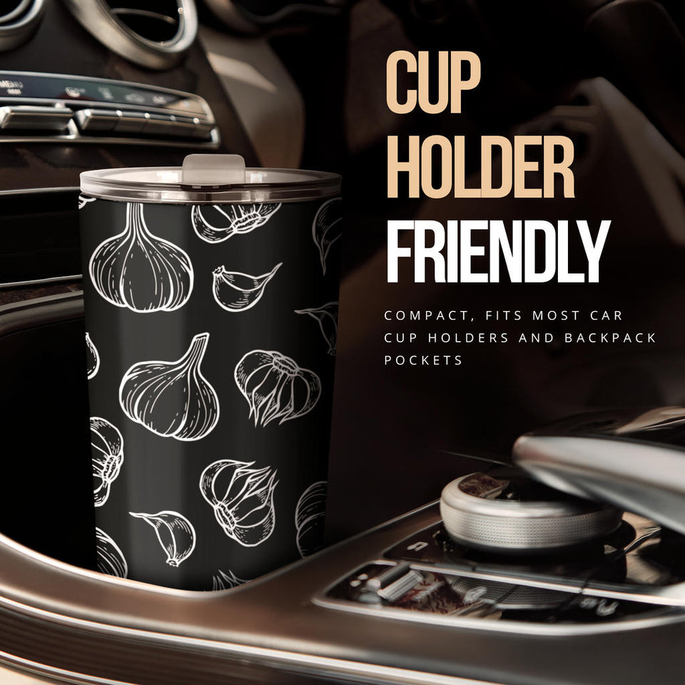 Garlic Pattern Black Background Tumbler