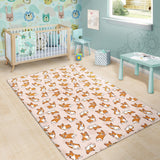 Cute Corgis Pattern Pink Background Area Rug