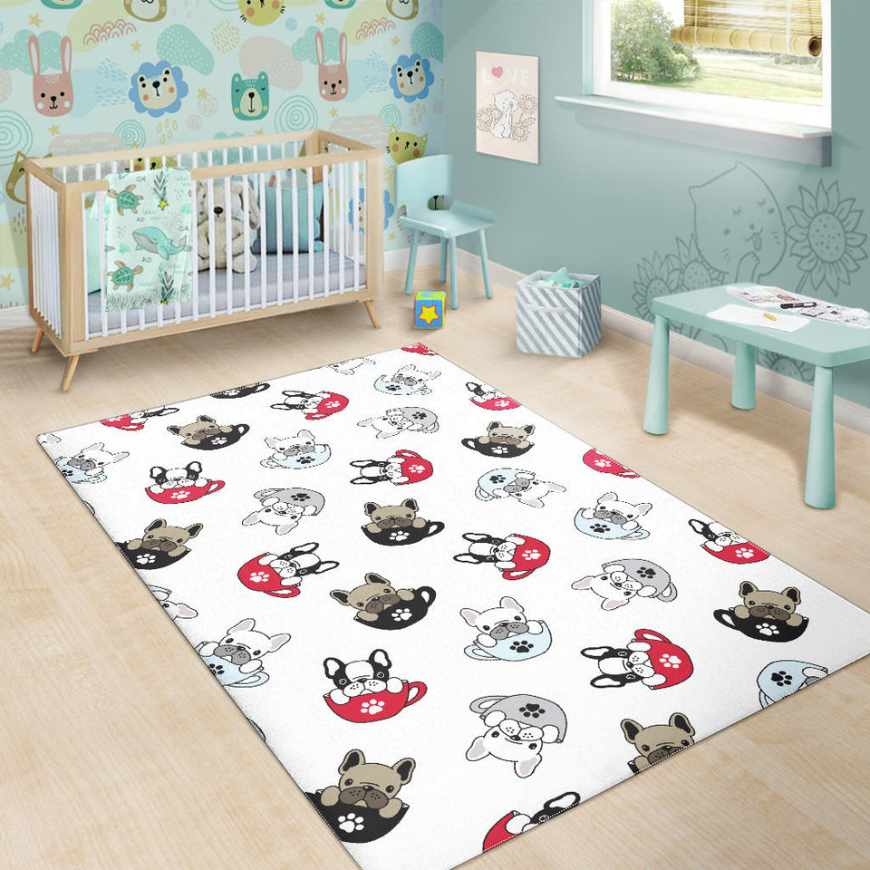 French Bulldog Cup Paw Pattern Area Rug