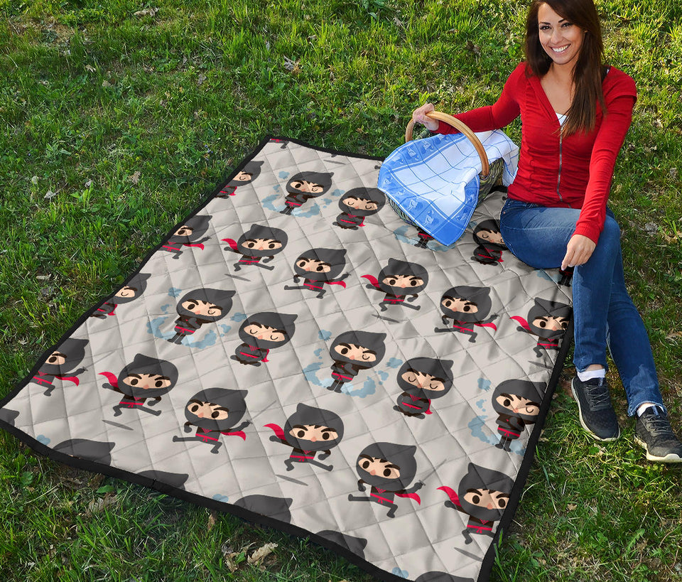 Cute Ninja Pattern Premium Quilt