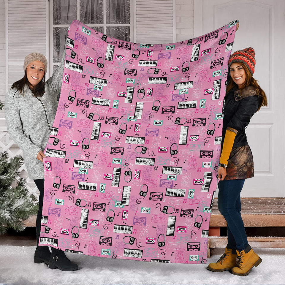 Piano Pattern Print Design 01 Premium Blanket
