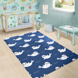 Cute White Baby Sea Lion Seal Pattern Area Rug