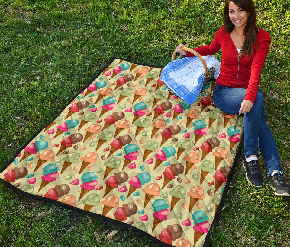 Colorful Ice Cream Pattern Premium Quilt