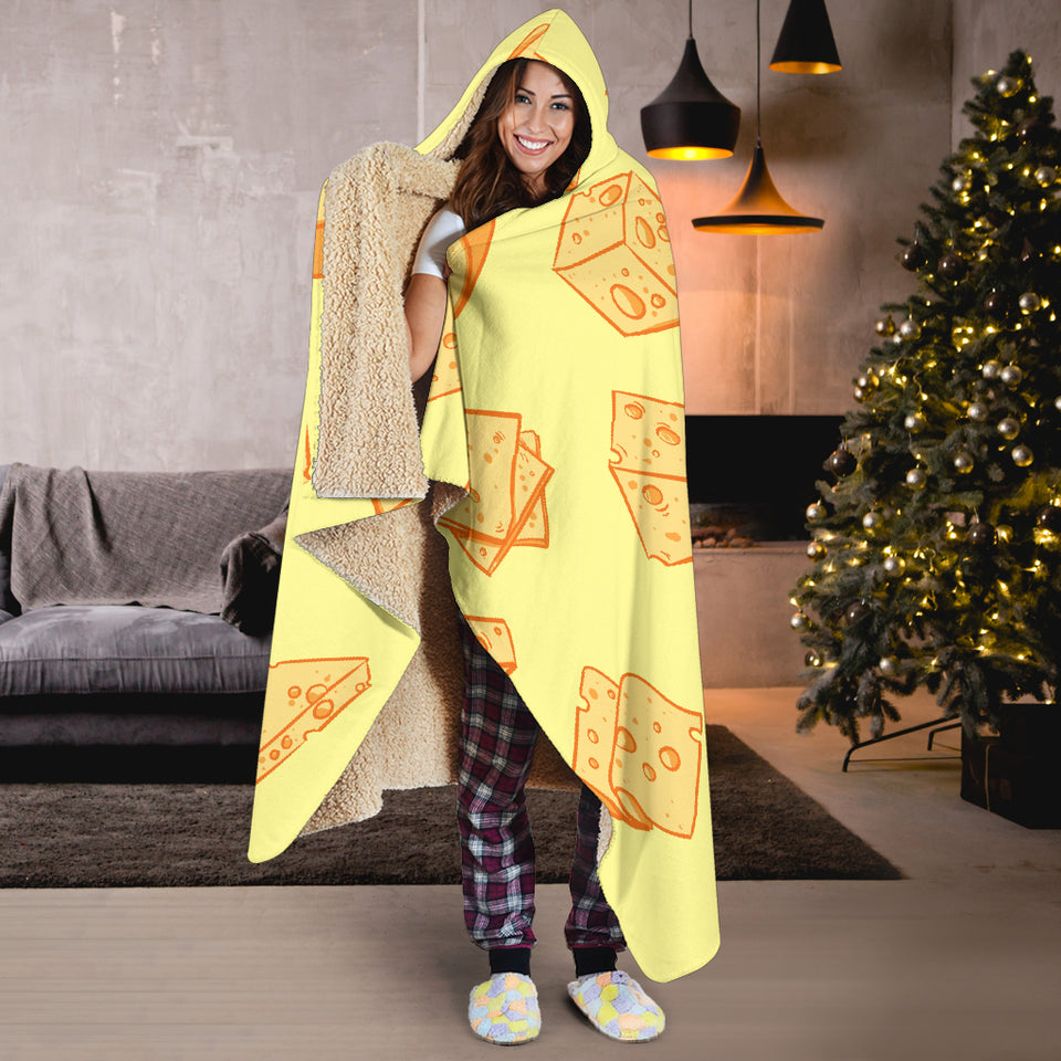 Cheese Design Pattern Hooded Blanket