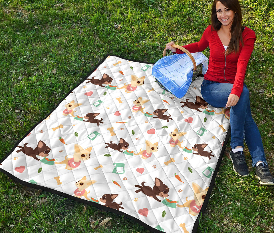 Cute Chihuahua Puppie Pattern Premium Quilt