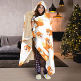 Brown Pomeranian Pattern Hooded Blanket
