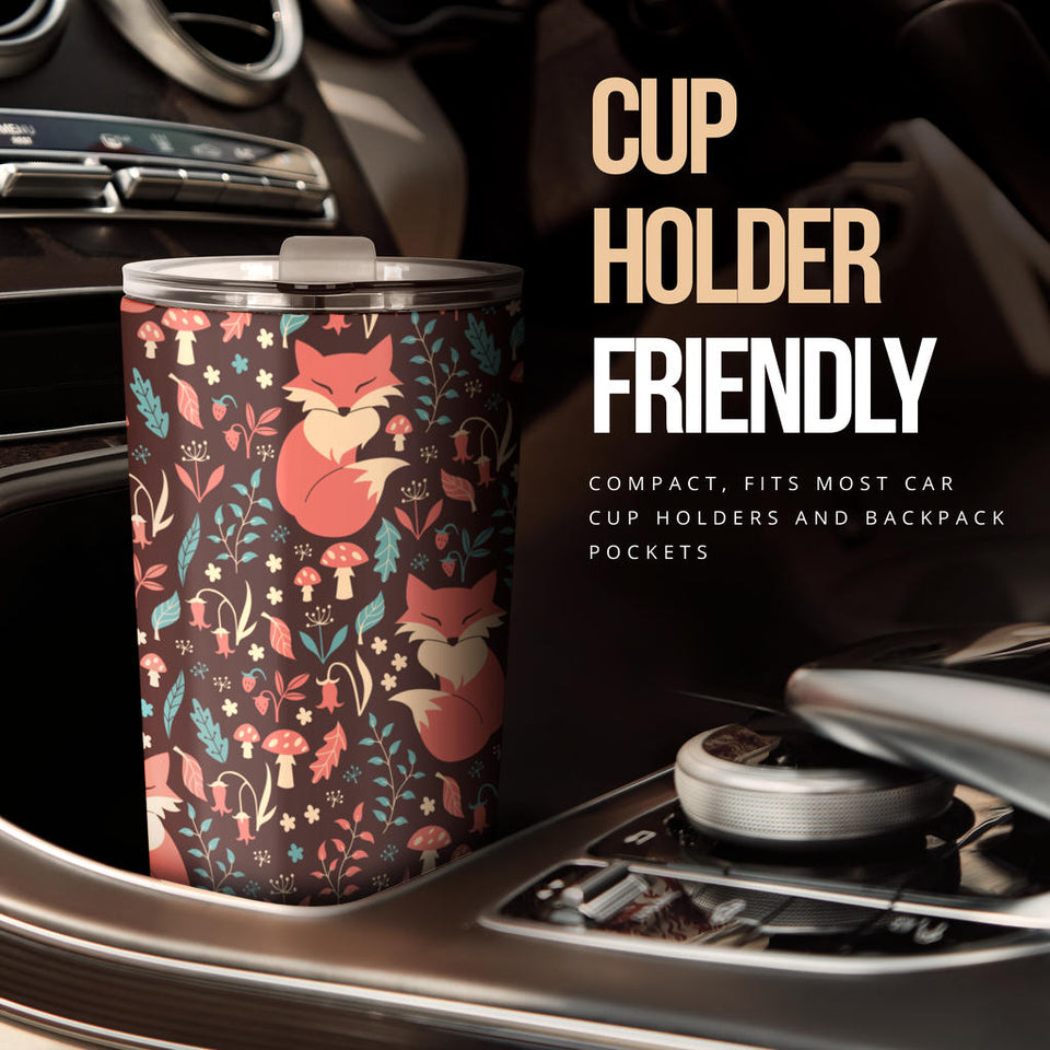 Fox Leaves Mushroom Pattern Tumbler