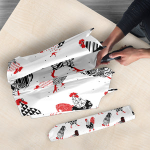 Cool Rooster Chicken Cock Floral Ornament Background Umbrella