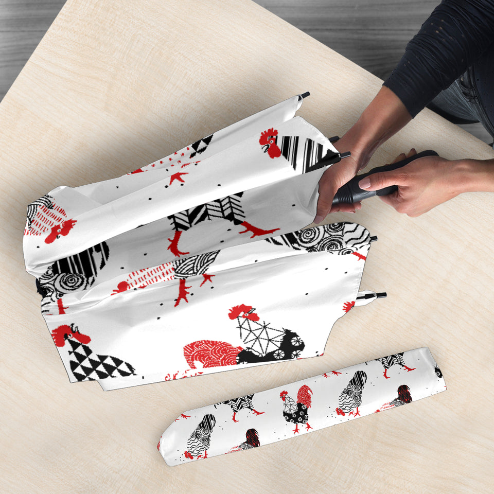 Cool Rooster Chicken Cock Floral Ornament Background Umbrella