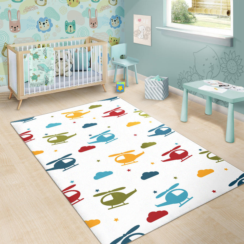 Colorful Helicopter Pattern Area Rug
