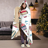 Hot Air Balloon Pattern Hooded Blanket