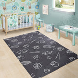 Sushi Pattern Black Background Area Rug
