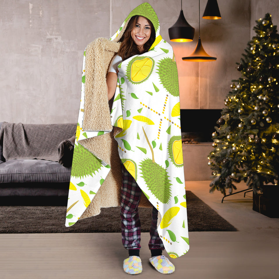 Durian Pattern Background Hooded Blanket