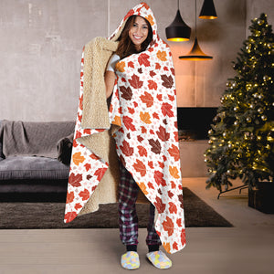 Colorful Maple Leaf Pattern Hooded Blanket