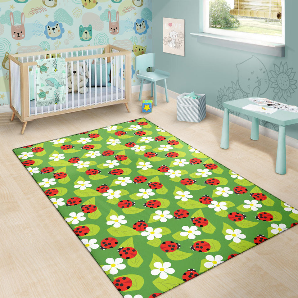 Ladybug Pattern Print Design 01 Area Rug