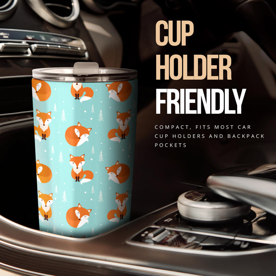 Fox Pattern Blue B Ackground Tumbler