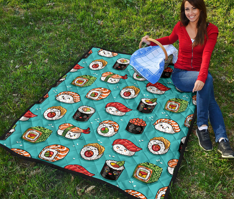 Cute Sushi Pattern Premium Quilt