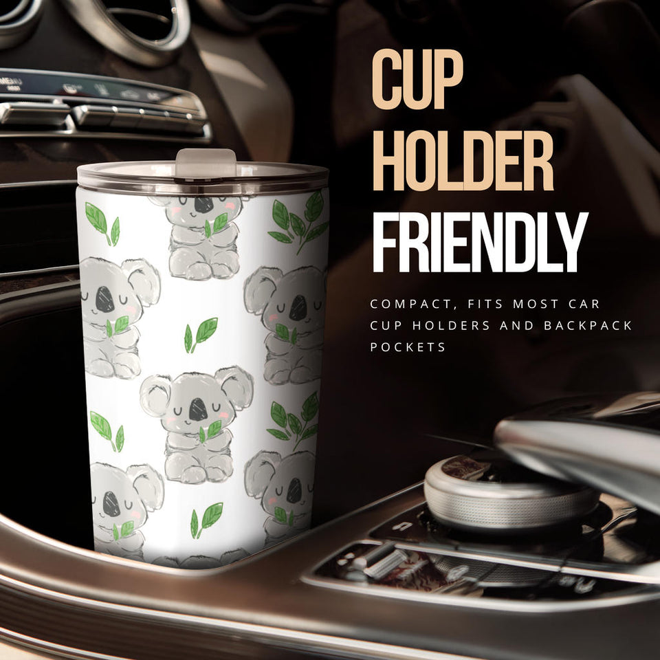 Hand Drawn Koala Leaves Pattern Tumbler