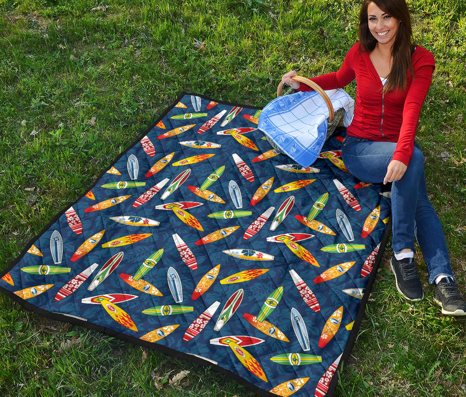 Surfboard Pattern Print Design 01 Premium Quilt