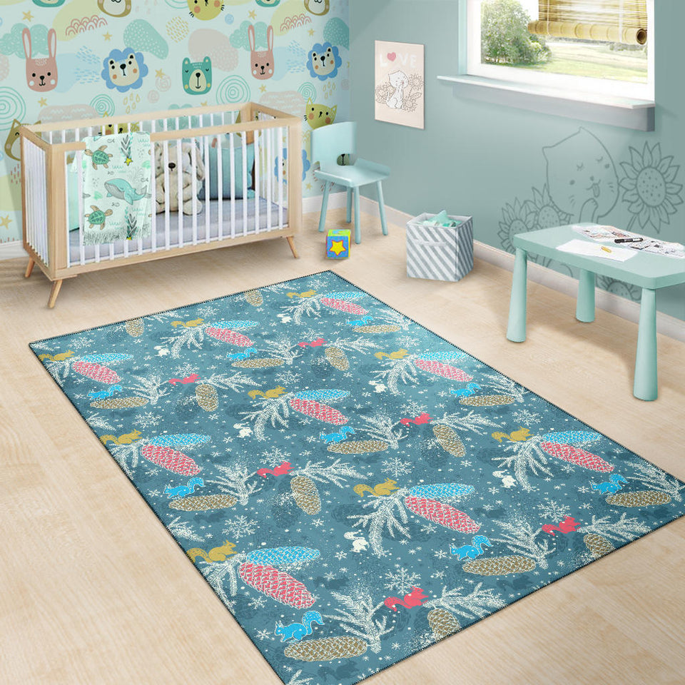 Squirrel Pattern Print Design 01 Area Rug