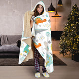 Cute Funny Kids Dinosaurs Pattern Hooded Blanket