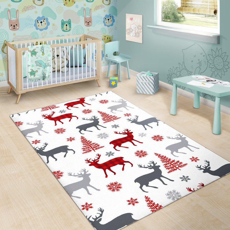Deer Tree Snowflakes Chrismas Pattern Area Rug