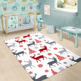Deer Tree Snowflakes Chrismas Pattern Area Rug