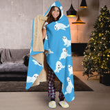 Cute Sea Lion Seal Pattern Background Hooded Blanket