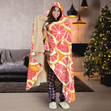 Tropical Grapefruit Pattern Hooded Blanket