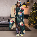 Cute Sloths Sleeping Christmas Ball Santa Hat Pattern Hooded Blanket