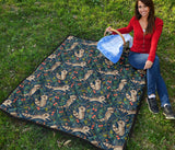 Raccoon Tropical Leaves Pattern Premium Quilt