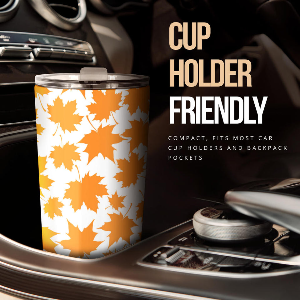 Orange Maple Leaf Pattern Tumbler