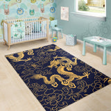 Gold Dragon Pattern Area Rug