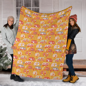 Camper Van Pattern Print Design 04 Premium Blanket