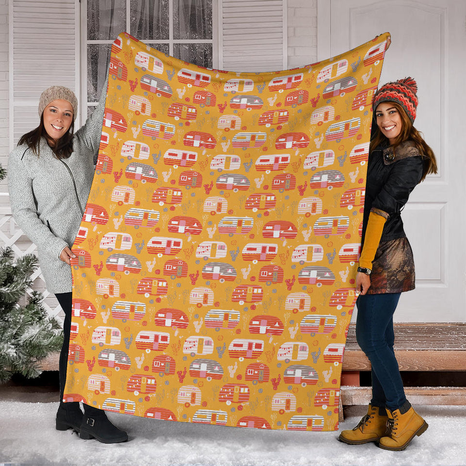 Camper Van Pattern Print Design 04 Premium Blanket