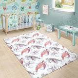 Watercolor Sea Turtle Jellyfish Pattern Area Rug