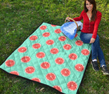 Grapefruit Green Background Premium Quilt
