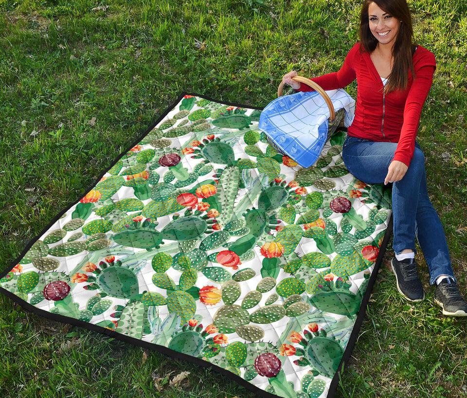 Cactus Design Pattern Copy Premium Quilt