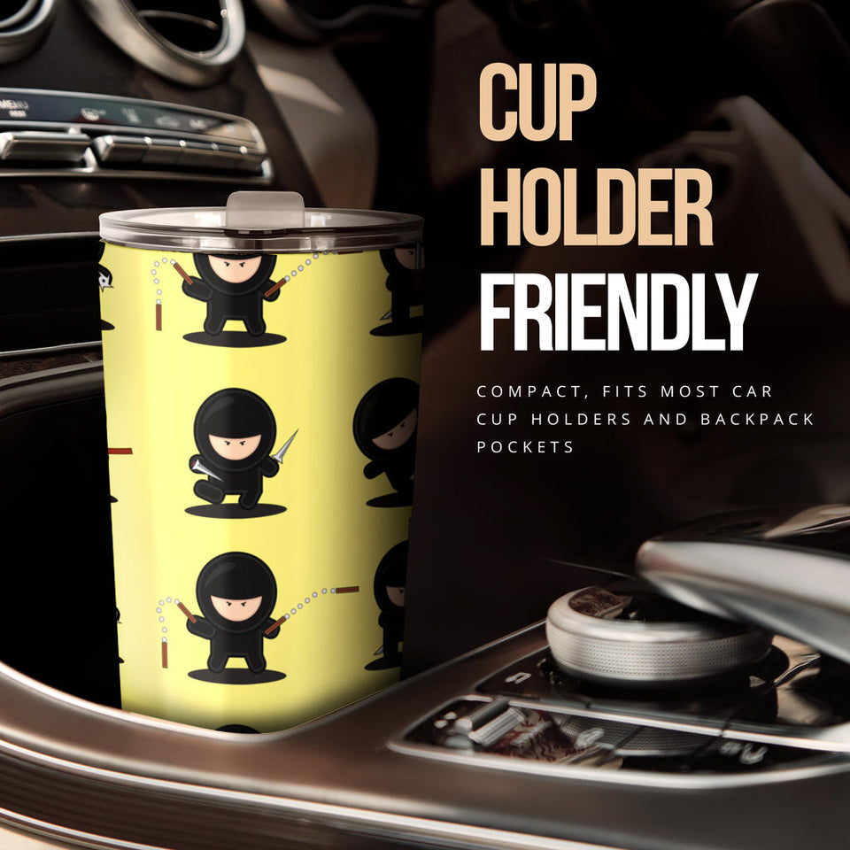 Cute Ninja Yellow Background Tumbler