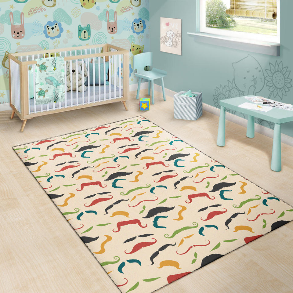 Mustache Beard Pattern Print Design 03 Area Rug