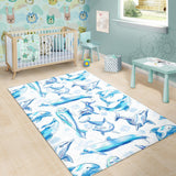 Watercolor Dolphin Pattern Area Rug