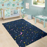 Space Pattern With Planets, Comets, Constellations And Stars Area Rug