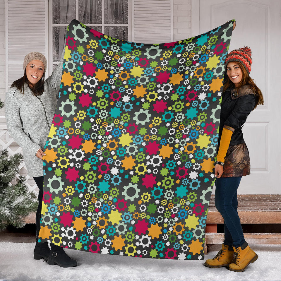 Gear Pattern Print Design 03 Premium Blanket