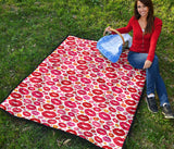 Lips Pattern Print Design 01 Premium Quilt